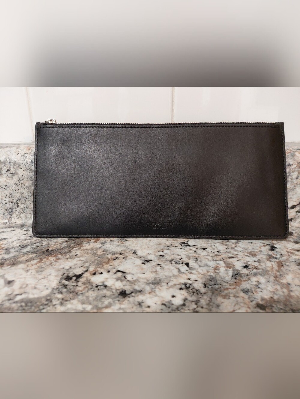 Coach Black Leather Unisex Toiletry Bag/Pouch/Wallet